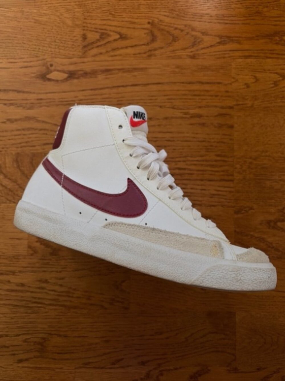 Nike Blazer 77 Shoe Y 4.5 EU 36.5 Sneaker High Top White Burgundy Team Maroon - Picture 5 of 5